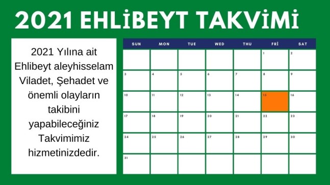 2021 Ehlibeyt Takvimi Önemli Günler